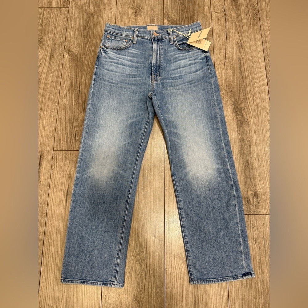 NWT MOTHER ditcher zip crop straight-leg jeans in boogie down Sz 26